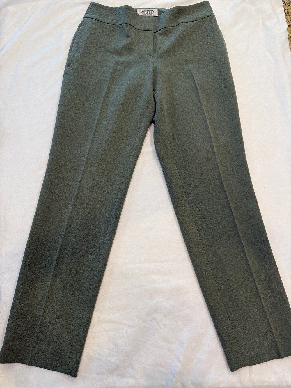 Kasper Olive Straight-Leg Dress Pants